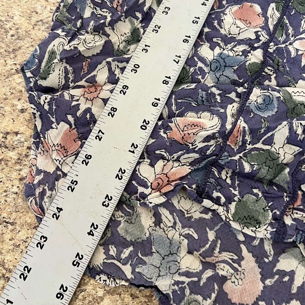 Lucky Brand blue pink green ivory Floral Lightweight blouse - Picture 7 of 7